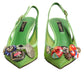 Dolce & Gabbana Green Embellished Heels Slingbacks Shoes