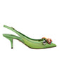 Dolce & Gabbana Green Embellished Heels Slingbacks Shoes