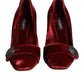 Dolce & Gabbana Red Velvet Embellished Heels Pumps  Shoes