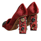 Dolce & Gabbana Red Velvet Embellished Heels Pumps  Shoes