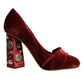 Dolce & Gabbana Red Velvet Embellished Heels Pumps  Shoes