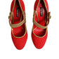 Dolce & Gabbana Red Embellished MARY JANES Pumps  Shoes