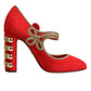 Dolce & Gabbana Red Embellished MARY JANES Pumps  Shoes