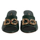 Dolce & Gabbana Green DG Amore Heel Slides Sandals Shoes