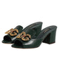 Dolce & Gabbana Green DG Amore Heel Slides Sandals Shoes
