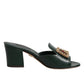 Dolce & Gabbana Green DG Amore Heel Slides Sandals Shoes