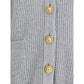 Balmain Gray Fleece Wool Cardigan