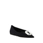 Amina Muaddi Black Silk Ballet Flats