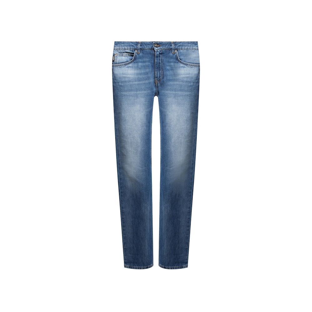 Versace Blue Cotton Straight-Leg Jeans
