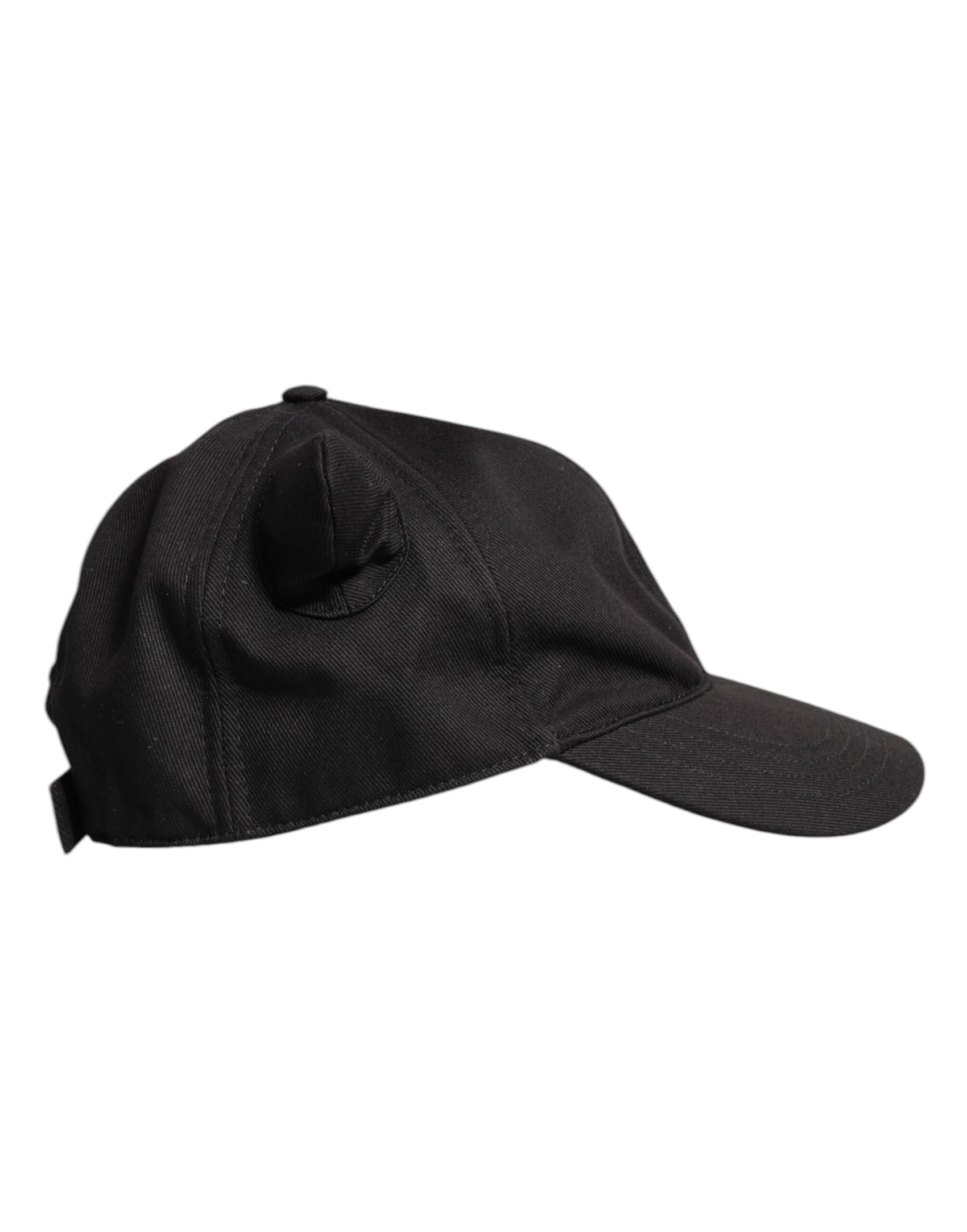 Dolce & Gabbana Black Cotton Logo Patch 6 Panels Baseball Cap Hat