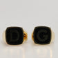 Dolce & Gabbana Gold-Tone Real Brass Black Enamel "DG" Adjustable Rings