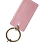 Dolce & Gabbana Pink Calf Leather Logo Metal Ring Men Keychain Keyring