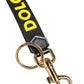 Dolce & Gabbana Black Yellow Logo Letaher Brass Holder Keychain Keyring