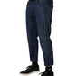 Vivienne Westwood Blue Mid Waist Cotton Men Cropped Denim Jeans
