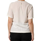 Dolce & Gabbana Cream Silk Silhouette Detail Short Sleeve Top
