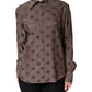 Dolce & Gabbana Brown Collared Long Sleeves Logo Shirt Top