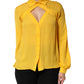 Moschino Couture Yellow Silk Collared Long Sleeves  Top