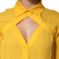 Moschino Couture Yellow Silk Collared Long Sleeves  Top