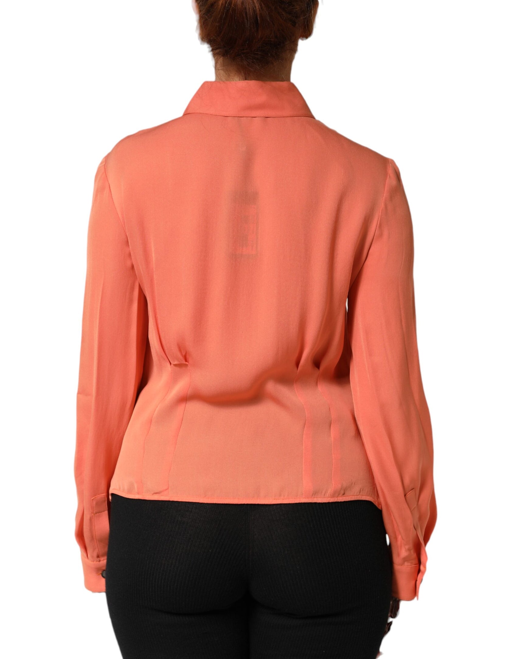 Emporio Armani Orange Collared Button Down Long Sleeves  Top