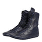 Dolce & Gabbana Dark Blue Deer Leather Mid Calf Boots Shoes