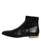 Dolce & Gabbana Black Leather Chelsea Short Ankle Boots  Shoes