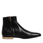 Dolce & Gabbana Black Leather Chelsea Short Ankle Boots  Shoes