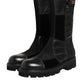 Dolce & Gabbana Black Patchwork Leather Mid Calf Boot  Shoes