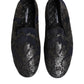 Dolce & Gabbana Black Jacquard Leather Slip On Loafers Shoes