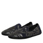 Dolce & Gabbana Black Jacquard Leather Slip On Loafers Shoes