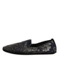 Dolce & Gabbana Black Jacquard Leather Slip On Loafers Shoes