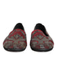 Dolce & Gabbana Bordeaux Jacquard Leather Slip On Loafer Shoes
