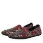 Dolce & Gabbana Bordeaux Jacquard Leather Slip On Loafer Shoes