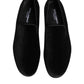 Dolce & Gabbana Black Leather Suede Slip On Loafers Dress Shoes