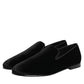 Dolce & Gabbana Black Leather Suede Slip On Loafers Dress Shoes