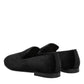 Dolce & Gabbana Black Leather Suede Slip On Loafers Dress Shoes