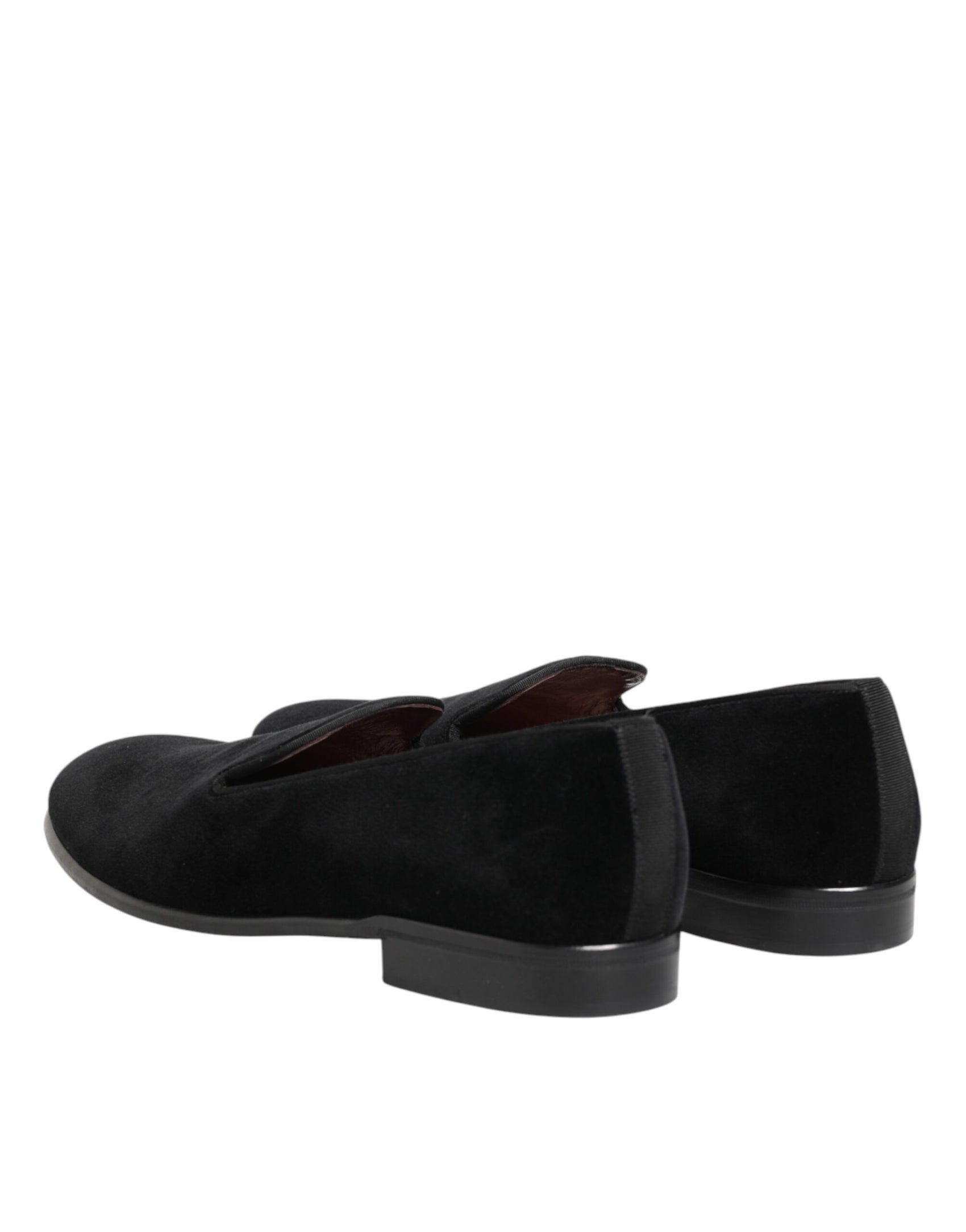 Dolce & Gabbana Black Leather Suede Slip On Loafer Dress Shoes