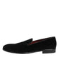 Dolce & Gabbana Black Leather Suede Slip On Loafer Dress Shoes