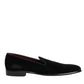 Dolce & Gabbana Black Leather Suede Slip On Loafer Dress Shoes