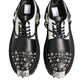 Dolce & Gabbana Black White Studded Men Formal Derby Shoes