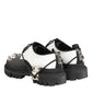 Dolce & Gabbana Black White Studded Men Formal Derby Shoes