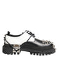 Dolce & Gabbana Black White Studded Men Formal Derby Shoes