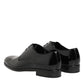 Dolce & Gabbana Black Calfskin Leather Derby Dress Shoes