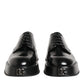 Dolce & Gabbana Black Calfskin Leather Men Derby Dress Shoes