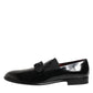 Dolce & Gabbana Black Leather Slip On Dress Men Loafers Shoes