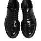 Dolce & Gabbana Black Leather Studded Men Formal Derby  Shoes