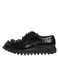Dolce & Gabbana Black Leather Studded Men Formal Derby  Shoes