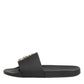 Dolce & Gabbana Black Leather Slides Sandals Beachwear Shoes