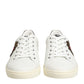Dolce & Gabbana White Leather Heart Embellished Sneakers Shoes