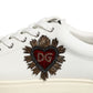 Dolce & Gabbana White Leather Heart Embellished Sneakers Shoes