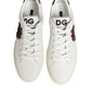 Dolce & Gabbana White Leather Heart Embellished Sneakers Shoes